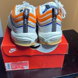 Nike Men's Air Max 97-style Sneakers in White with Orange and Blue Accents